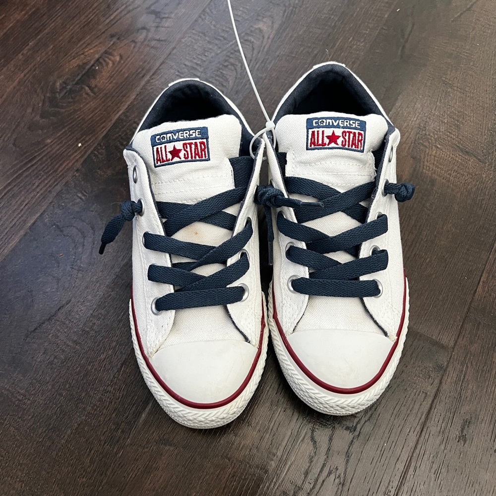 Converse Kids White and Navy Sneakers
